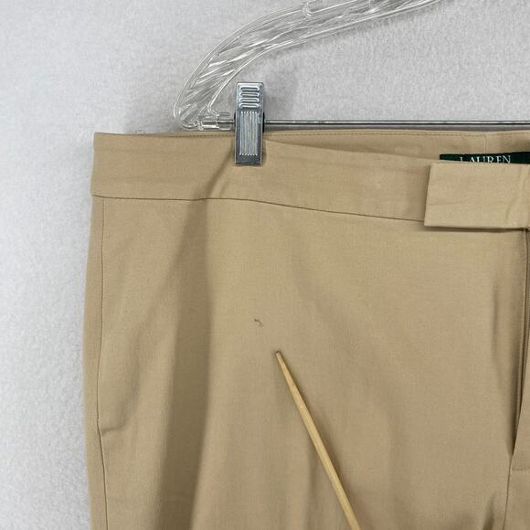 LAUREN RALPH LAUREN Pants 18 Twill Sateen Tapered Ankle Trouser Cotton Beige - Picture 12 of 13